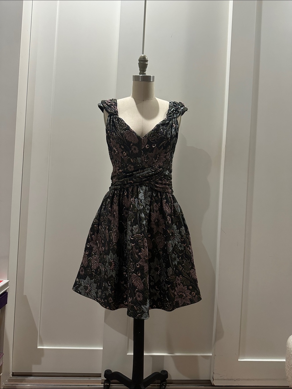 The Kooples Black Floral Jacquard Mini Dress